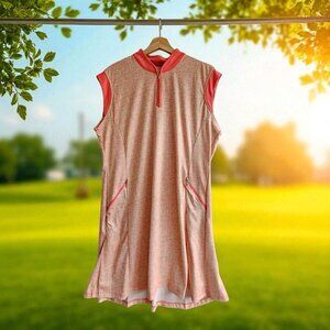 Bermuda Sands Women XL UPF 50+ Lyric Strawberry Sleeveless Golf Dress Pink Green